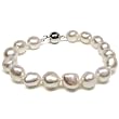 HinsonGayle Handpicked AAA Ultra-Orient 10-11mm White Free-Form Baroque Pearl Bracelet (Sterling Silver)