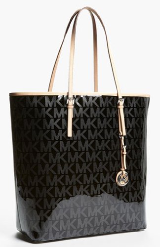 Michael Kors Jetset Monogram Shopper Travel Bag Tote Black