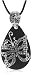 Sterling Silver Crystal and Black Onyx Butterfly Pendant on Silk Cord by David Sigal, 18