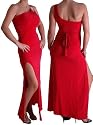 EyeCatchClothing - Elegant Evening Slinky Stretch Slitted One 
Shoulder Broach Party Dress