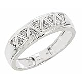 1/5 Carat T.W. Round Cut Diamond Men's Wedding Ring 14K White Gold - Size 7