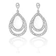 Drop Earrings - Teardrop Design, Round CZ (Channel Set), Rhodium Bonded Brass with Silvertone