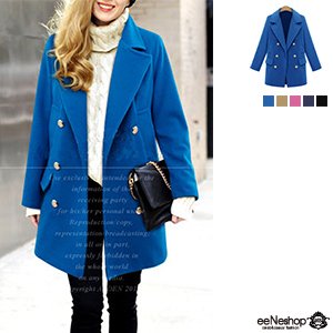 (イイネショップ) eeNeshop ショート丈 ダブル チェスター コート