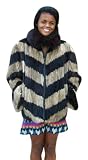 Bergama Natural Ranch Pastel Mink Cord-Cut Jacket with Fox Collar - Small - Brown
