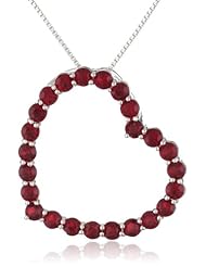 Sterling Silver Red Swarovski Crystal Open Heart Pendant Necklace , "Be Mine" Tag, 18"