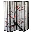 Ore International R5428-4 4-Panel Room Divider - Plum Blossom