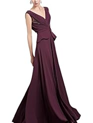 Sexy A-line V-neck Sleeveless Cocktail Floor Length Chiffon Beaded Evening Dress/Homecoming Dress/Pageant Dress/Prom Dress/Party Dress/Wedding Dress 