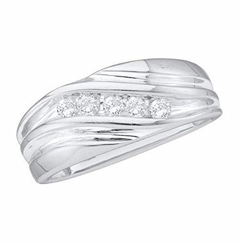 Reviews 10K White Gold 0.25 ct Diamond Fashion Mens Band for sale