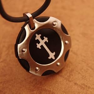 Designer Inspired Stainless Steel Black Round Arts Cross with Presentation Box J1120