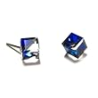 Bermuda Blue Tilted Cube Swarovski Austrian Crystal Earrings, 6mm