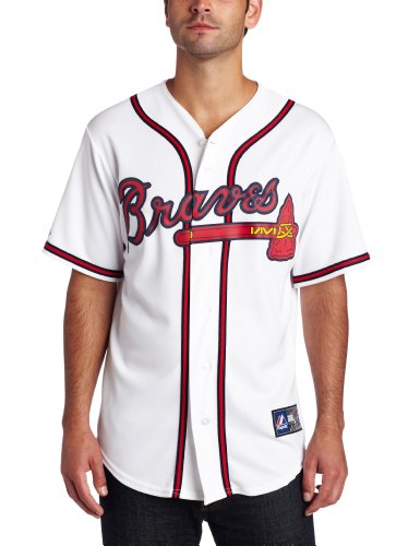 MLB Men's Atlanta Braves Jason Heyward White Home Short Sleeve 6 Button Synthetic Replica Baseball Jersey Spring 2012  (White, X-Large)