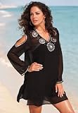 Roamans Plus Size Embellished Cold Shoulder Coverup