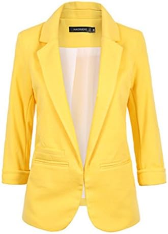 Createearth Women's Boyfriend Ponte Rolled Sleeves Blazer