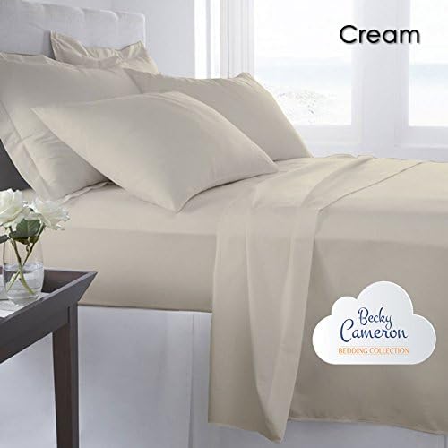 Becky Cameron 1800 Series Wrinkle-free Ultra Soft Microfiber Sheet Set (Queen - Cream): Double-brushed microfiber for outstanding comfort, Designed to fit up to 18" deep pockets on the fitted sheets - Perfect for oversized mattresses - Superior weave for durability and a buttery-soft touch - Made of ultra-plush and soft 95 GSM microfiber material-hypoallergenic, Easy Care: Machine wash cold, Tumble dry low, Fade Resistant, Wrinkle Free, No Ironing Necessary - Available in Twin, Full, Queen, King, and California King - Available in 10 beautiful colors: White, Cream, Gold, Sage, Gray, Navy, Aqua, Purple, Burgundy, Chocolate.