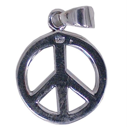 Peace Sign Sterling Silver Pendant Necklace Picture is not true size. Item comes with a black cord necklace.