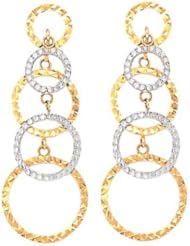 14k Two Tone Circle Dangle Earrings