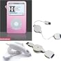 Pink Cover Skin Silicone Case for Apple Ipod Video 30g + White Car Charger for Apple Ipod Video + White Data Cable for Apple Ipod Video