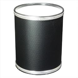 Budget Series Round Vinyl Wastebasket - White/Silver Trim