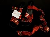 Silk Ankle Wrap Sandal 10 in Tehuana in Red