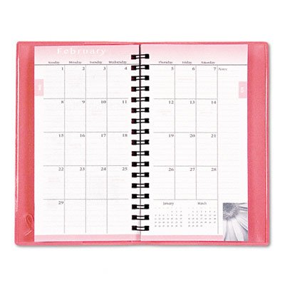 Day-Timer Pink Ribbon Monthly Wire-Bound Planner, Light Pink Vinyl Cover, 3.5 x 6.5 Inches, Dec-Jan 2012 (D11219-1201)