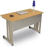 OFM 55103-MAPLE & SILVER Modular Computer/Privacy Table - 24 x 48 Inches - Maple and Silver