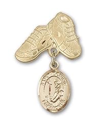 Gold Filled Baby Badge with St. Dominic de Guzman Charm and Baby Boots Pin