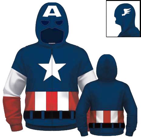  Captain America Costume Men's Zip Hooded Sweatshirt