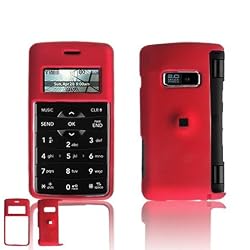 LG EnV2 VX9100 Cell Phone Red Rubber Feel Protective Case Faceplate Cover + Free LiveMyLife Wristband