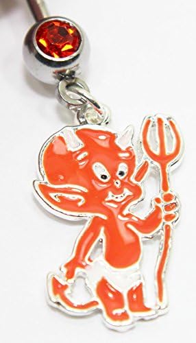 Orange Baby Devil Navel Ring With Orange CZ B14