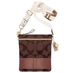 Coach Soho Signature Stripe Swing Messenger Bag 40758 Brown Bronze