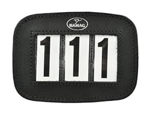 Leather Equestrian Competition Number Holder for Horse Bridle (Black)