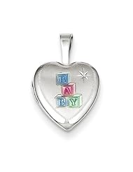 Sterling Silver Enamel Baby Blocks 12mm Heart Locket