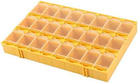Dimart Yellow Plastic 24 Compartment Electronic Components Box Lab SMD Case