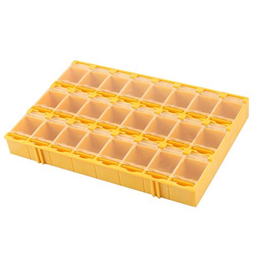 Dimart Yellow Plastic 24 Compartment Electronic Components Box Lab SMD Case