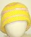 Hand Crocheted Bright Yellow and Pink Rayon Stripes Skull Cap for Infants and Toddler...