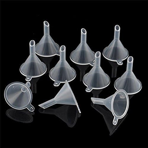 Glittermall 100pcs Plastic Mini Funnels For Filling Perfume Liquid Emulsion Essential Oils Sand Art Small Samples Tubes Bottle