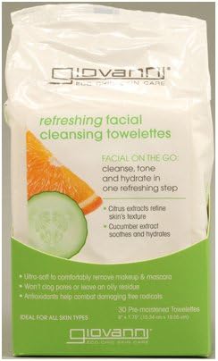 New - Giovanni Facial Cleansing Towelettes - Refreshing Citrus and Cucumber - 30 Towelettes