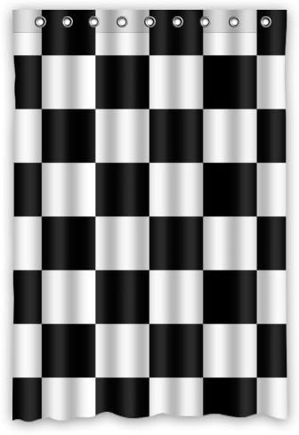 48"(W) x 72"(H) Special Chessboard Black White Waterproof Bathroom Decor,Polyester Shower Curtain