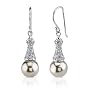 Lustrous Allure: Sterling Silver Bridal Style Fishhook Faux Pearls and CZ Diamonds Earrings
