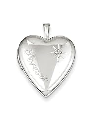 Sterling Silver 20mm Forever with Diamond Star Heart Locket