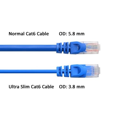 Cable Matters Cat6 Snagless Ethernet Patch Cable in Blue 125 Feet - Ultra Slim Series