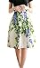 Mullsan Women's Print Floral Pleated Skirt Midi Skater Skirt Party Dress