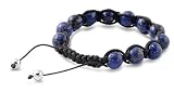 Tibetan Knotted Bracelet - Lapis w/ Black String & Silver - Bead Size: 12mm, Adjustable Length