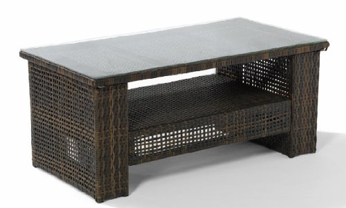 Rattan Möbel Gartentisch Lounge CARLO TISCH Glasplatte