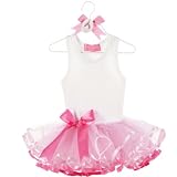 Mud Pie Baby Tiny Dancer White Cotton Tutu Dress with Ribbon, Pink, 0 - 6 Months