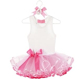 Mud Pie Baby Tiny Dancer White Cotton Tutu Dress with Ribbon, Pink, 0 - 6 Months