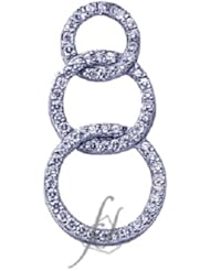 0.65 Ctw Snowman 3 Cirle Pendant Round Diamonds SI2 H 14K GOLD With Chain NEW