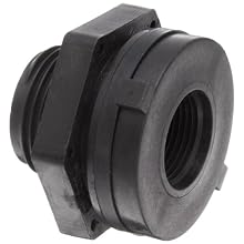 Dixon 60401 Polypropylene Pipe and Welding Fitting, Bulkhead, 3/4" NPT Female, 1-3/8" Hole Size