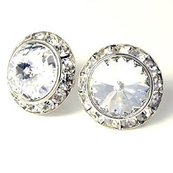 Clear Swarovski 20mm Crystal Framed Post Earrings Fashion Jewelry-- Made In USA