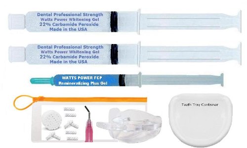 New Watts Power Sensitive 22% Dental Pro Formula Teeth Whitening Shield System -2 Huge Gels 20ml - Same Results as 35%